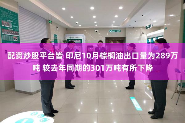 配资炒股平台皆 印尼10月棕榈油出口量为289万吨 较去年同期的301万吨有所下降