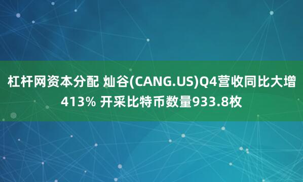 杠杆网资本分配 灿谷(CANG.US)Q4营收同比大增413% 开采比特币数量933.8枚